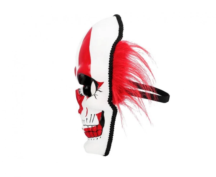 Maska diabelski klaun z włosami – przerażający dodatek na Halloween