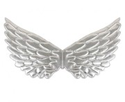 Skrzydła srebrne 45x21 cm – dodatek do kostiumu anioła, wróżki i balu
