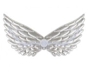 Skrzydła srebrne 45x21 cm – dodatek do kostiumu anioła, wróżki i balu