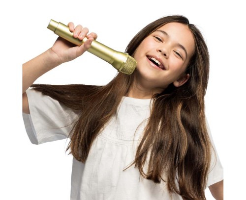 Złoty mikrofon zabawka – efektowny dodatek na imprezy i zabawy dla dzieci