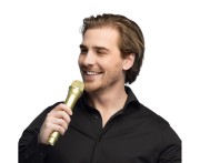 Złoty mikrofon zabawka – efektowny dodatek na imprezy i zabawy dla dzieci