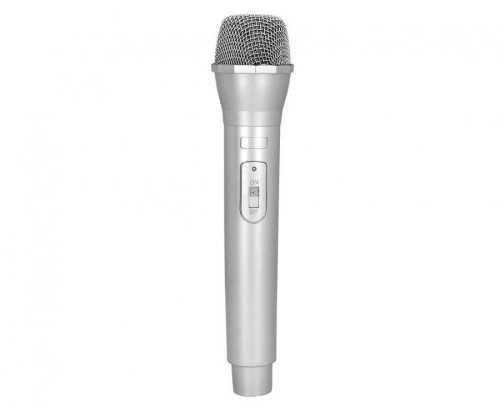 Srebrny mikrofon disco – atrapa do karaoke i zabawy 23,5 cm