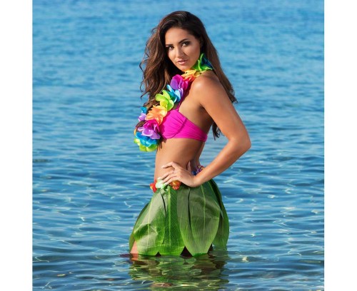 Spódnica hawajska z liści palmowych 40 cm – zielony kostium tropikalny