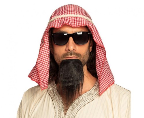 Zestaw szejka – chusta, broda i okulary do stroju arabskiego