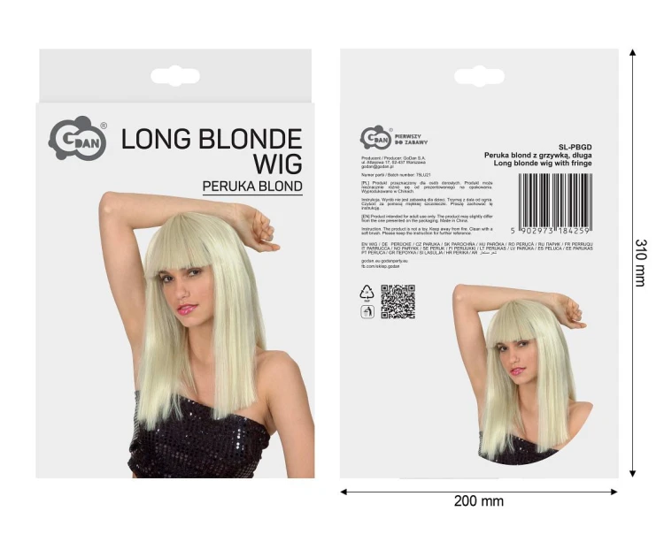 Długa peruka blond z grzywką – modny dodatek na imprezy i bale
