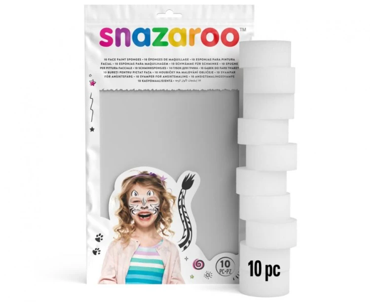 Gąbki do malowania twarzy Snazaroo 10 szt. – białe do profesjonalnego makijażu