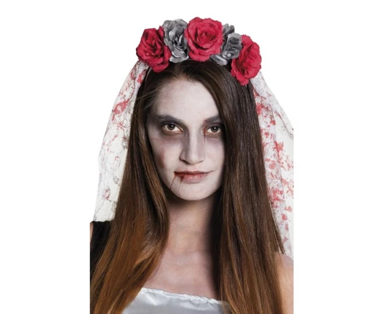 Tiara Strasznej Panny Młodej – welon na Halloween, uniwersalny rozmiar