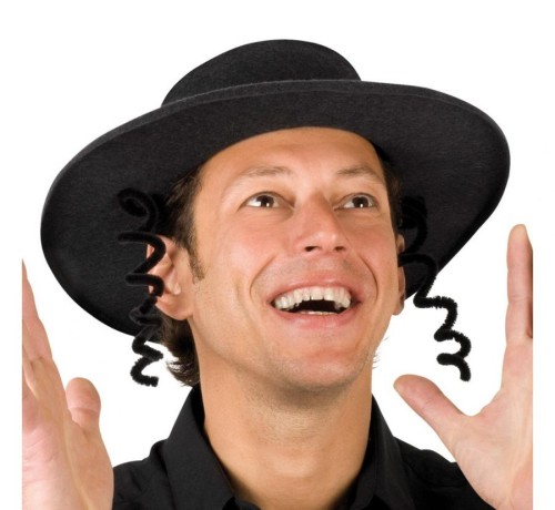 Kapelusz Rabina z Pejsami – czarny, uniwersalny dodatek do kostiumu