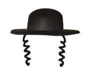 Kapelusz Rabina z Pejsami – czarny, uniwersalny dodatek do kostiumu