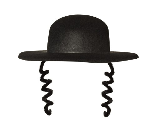 Kapelusz Rabina z Pejsami – czarny, uniwersalny dodatek do kostiumu