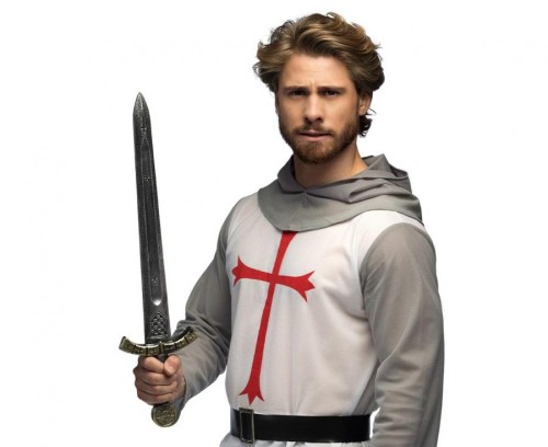 Miecz rycerski srebrny 61 cm – dodatek do kostiumu rycerza i przebrania