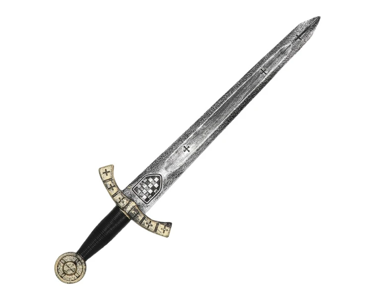 Miecz rycerski srebrny 61 cm – dodatek do kostiumu rycerza i przebrania