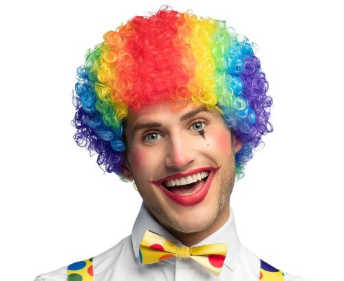 Peruka Klauna Tęczowa – Kolorowy Dodatek do Kostiumów i Imprez