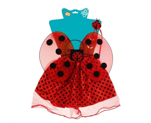 Strój biedronki dla dzieci – spódniczka, skrzydła i akcesoria, rozmiar 90-120 cm