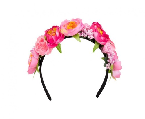 Różowy diadem Lotos z kwiatami – delikatna opaska na głowę