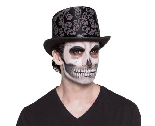Cylinder z czaszkami – czarny kapelusz na Halloween i imprezy tematyczne