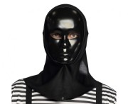 Czarna maska Mima z kapturem – uniwersalny dodatek na Halloween i imprezy