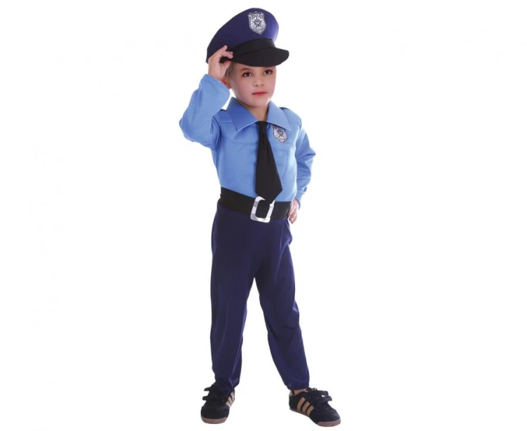 Strój Policjanta dla chłopca – koszula, krawat, kapelusz 110/120 cm