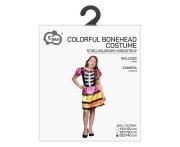 Strój Kolorowy Kościotrup dla dziewczynki – sukienka 130/140 cm