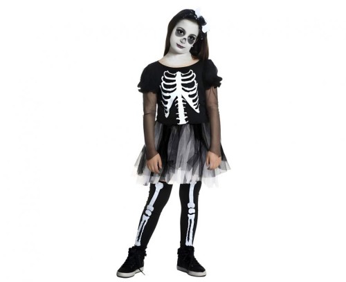 Strój Dziewczyna Kościotrup dla dziewczynki – sukienka 130/140 cm