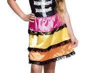 Strój Kolorowy Kościotrup dla dziewczynki – sukienka 110/120 cm