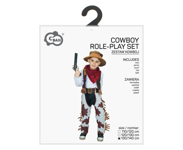Strój Kowboja dla chłopca – kamizelka, spodnie, czapka 130/140 cm
