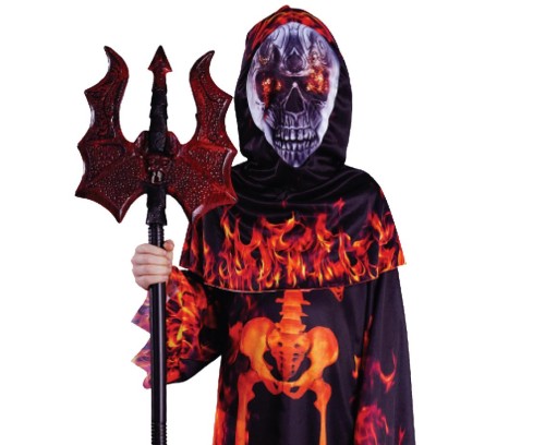 Strój Płonący Diabeł dla chłopca – szata z kapturem 130/140 cm