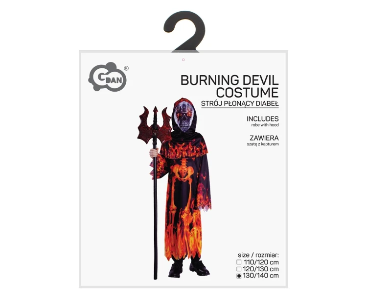 Strój Płonący Diabeł dla chłopca – szata z kapturem 130/140 cm