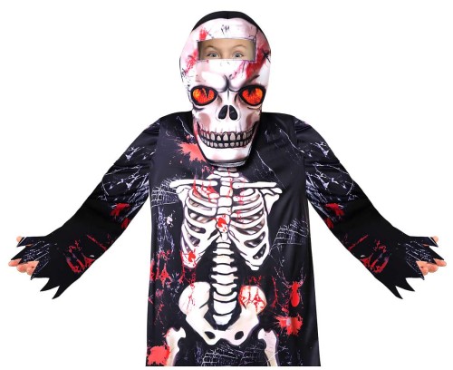 Strój Upiorny Kościotrup dla chłopca – szata i kaptur 130/140 cm