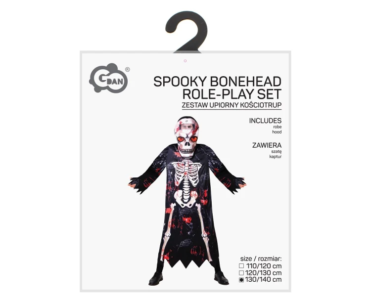 Strój Upiorny Kościotrup dla chłopca – szata i kaptur 130/140 cm