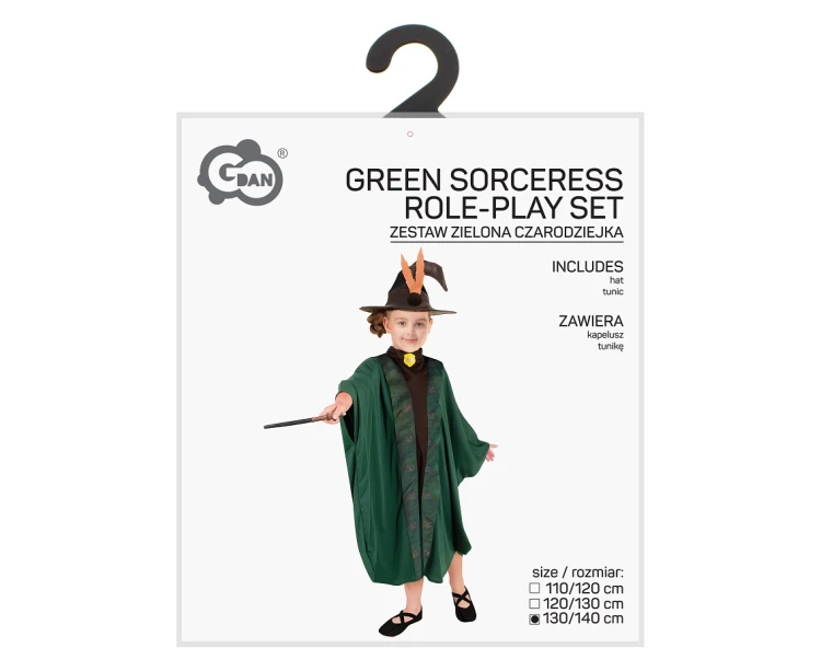 Strój Zielony dla dziewczynki – tunika i kapelusz 130/140 cm