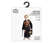 Strój czarodzieja dla chłopca 130/140 cm – czarna tunika na bal i Halloween