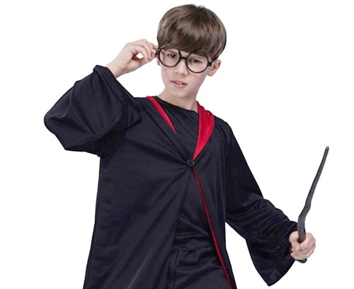 Strój czarodzieja dla chłopca 110/120 cm – czarna szata na Halloween