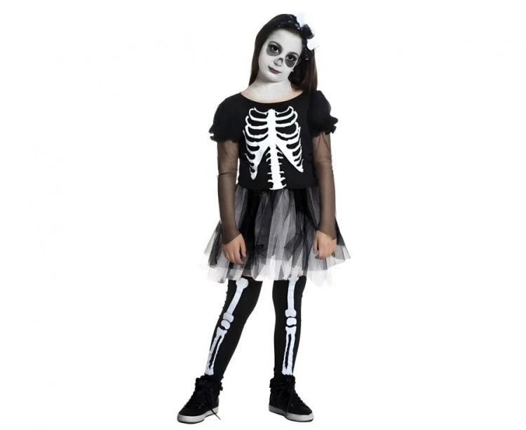 Strój Dziewczyna Kościotrup dla dziewczynki – sukienka 110/120 cm