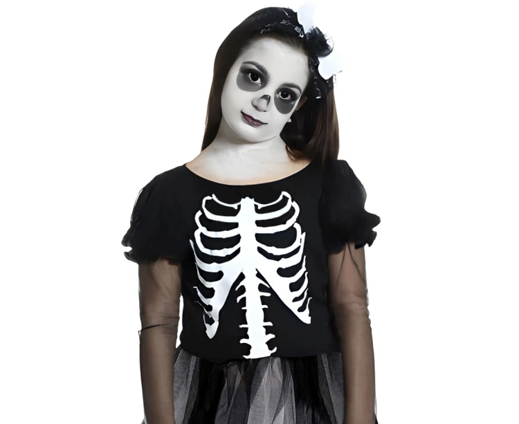 Strój Dziewczyna Kościotrup dla dziewczynki – sukienka 110/120 cm