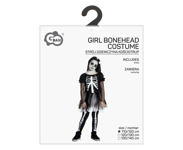Strój Dziewczyna Kościotrup dla dziewczynki – sukienka 110/120 cm