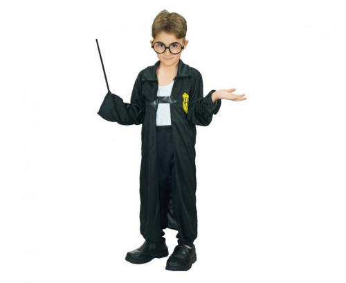 Strój Magik dla chłopca – czarna szata 130/140 cm