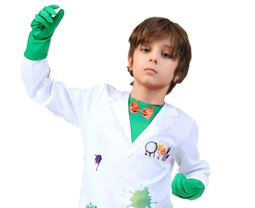 Fartuch Szalonego Naukowca dla chłopca – biały kostium 130/140 cm