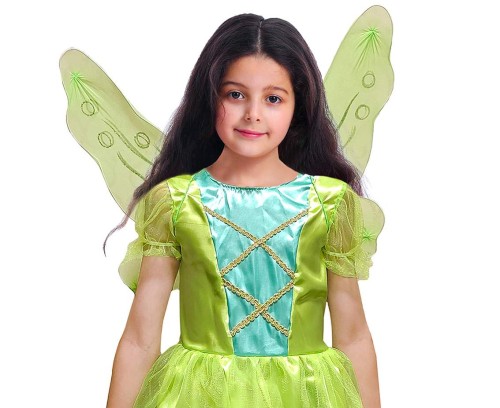 Strój Zielona Wróżka dla dziewczynki – sukienka i skrzydła 110/120 cm
