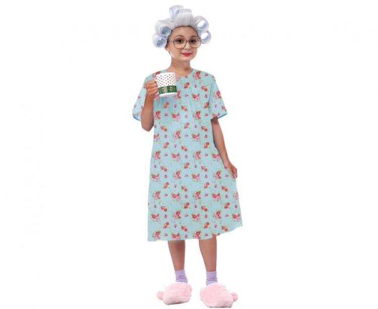 Strój Babci dla dziewczynki – zabawna sukienka 130/140 cm