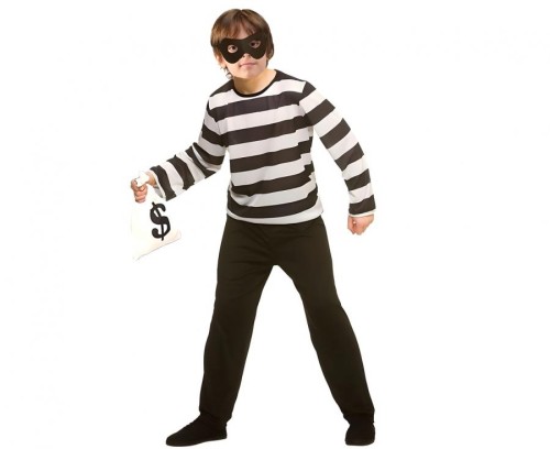 Strój Złodzieja dla chłopca 130/140 cm – czarno-białe przebranie