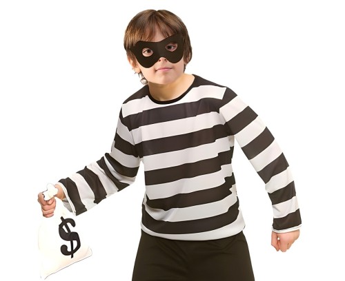 Strój Złodzieja dla chłopca 130/140 cm – czarno-białe przebranie