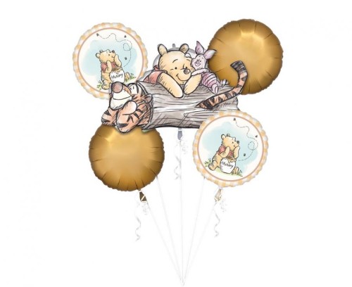Balony foliowe Kubuś Puchatek – zestaw 5 kolorowych balonów 43–78 cm