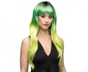 Zielona peruka Mystic – długie falowane włosy ombre w uniwersalnym rozmiarze