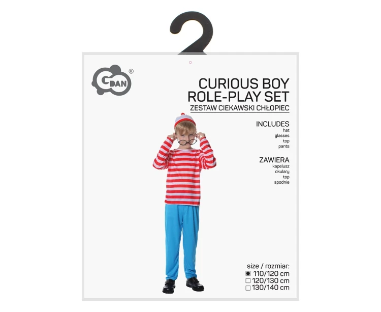 Strój ciekawski chłopiec 110/120 cm – kostium dla dzieci na bal i zabawę