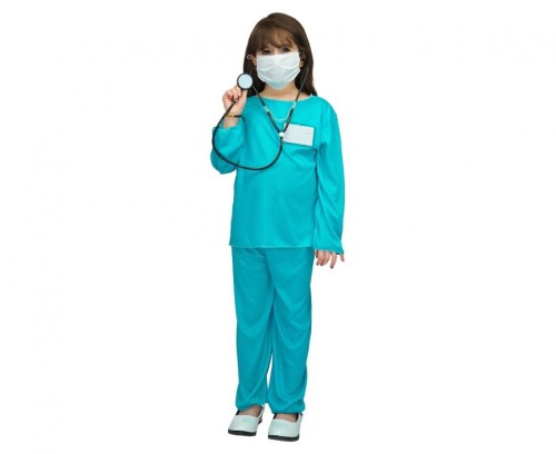 Strój pielęgniarki dla dziewczynki – koszula, spodnie, maska 130/140 cm