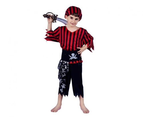 Strój pirata dla chłopca – opaska, płaszcz, pas, spodnie 110/120 cm