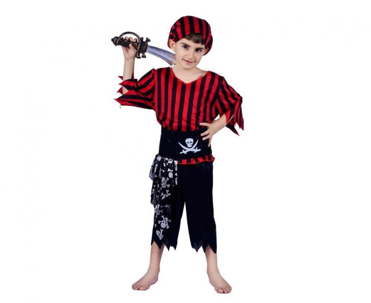 Strój pirata dla chłopca – opaska, płaszcz, pas, spodnie 110/120 cm