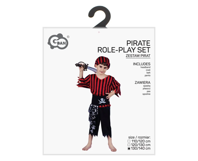 Strój Pirata dla chłopca 130/140 cm – kostium kapitana na bal i zabawę