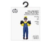 Strój Żółty Ludzik dla chłopca – kombinezon, czapka, rękawiczki 110/120 cm